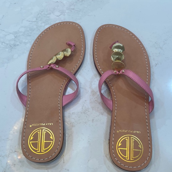 Lilly Pulitzer Pink Shells Flat Sandals - Picture 1 of 4